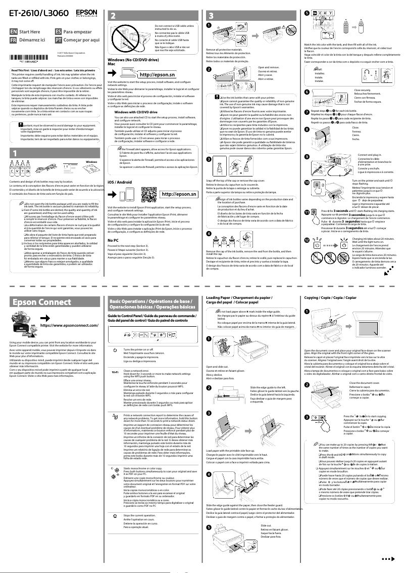 Page n°1 - Guide d'installation Epson EcoTank L3060