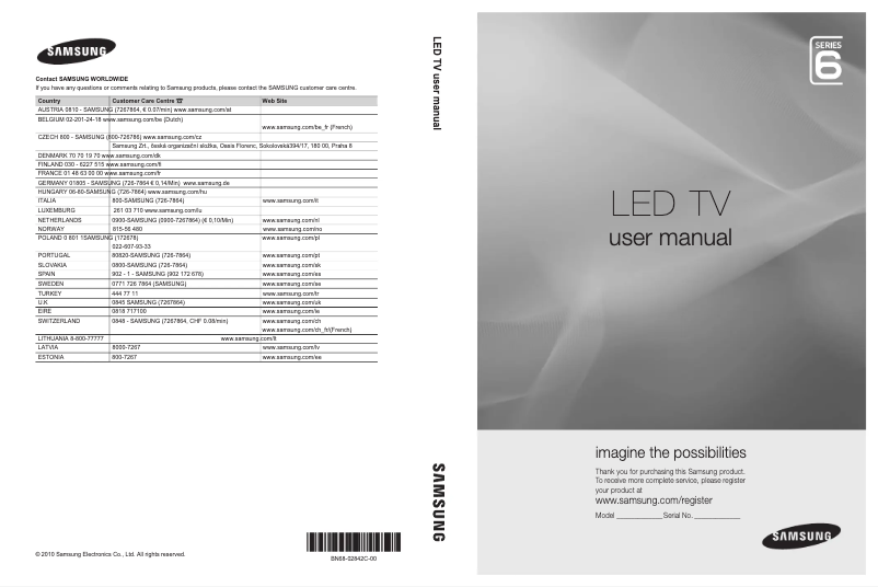 Page n°1 - Manuel utilisateur Samsung UE37C6805US
