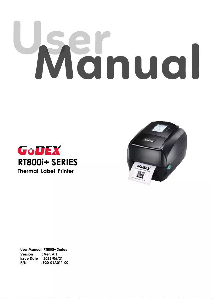 Page 1 de la notice Manuel utilisateur Godex RT863i+