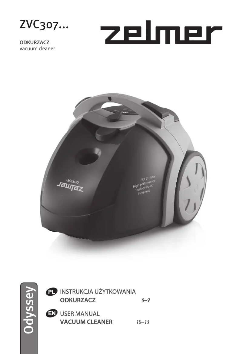 Page 1 de la notice Manuel utilisateur Zelmer Odyssey ZVC307HT