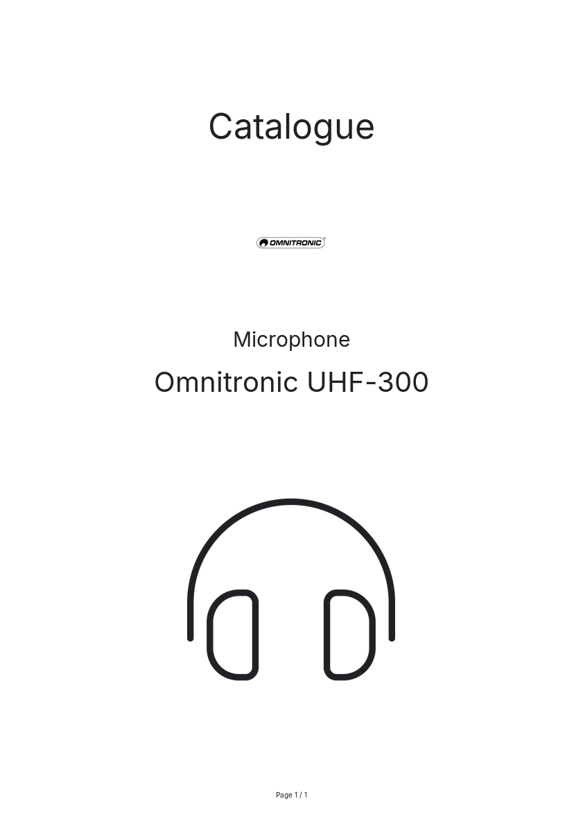 Page n°1 - Catalogue Omnitronic UHF-300