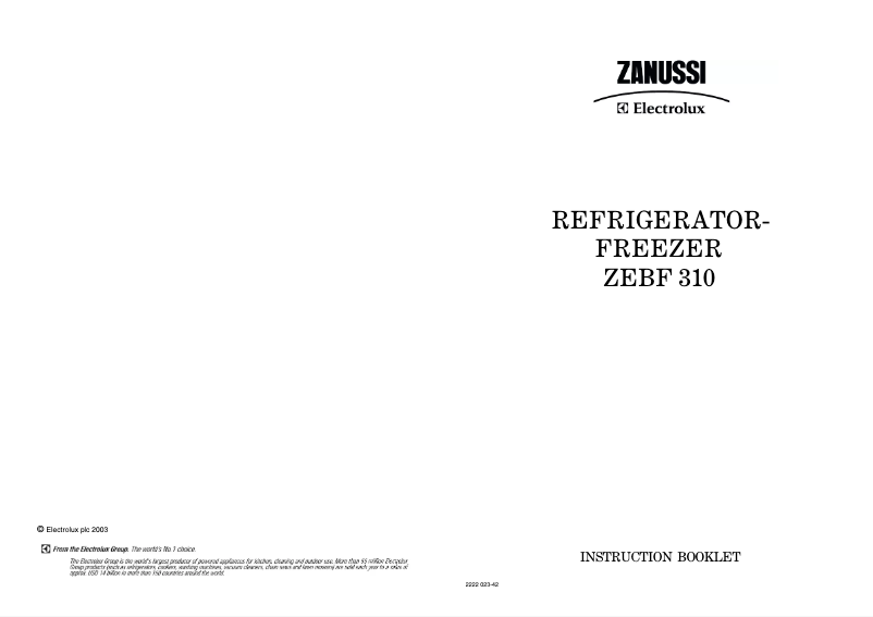 Image de la première page du manuel de l'appareil ZEBF310