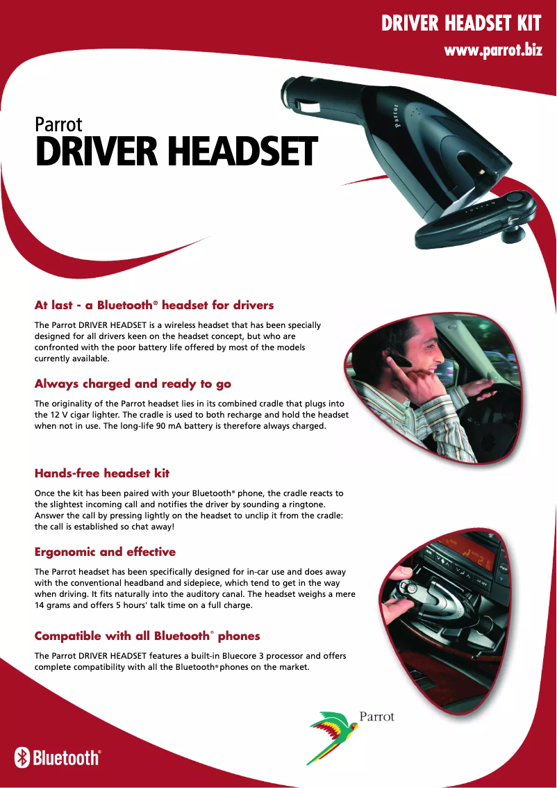 Page 1 de la notice Manuel utilisateur Parrot Driver Headset