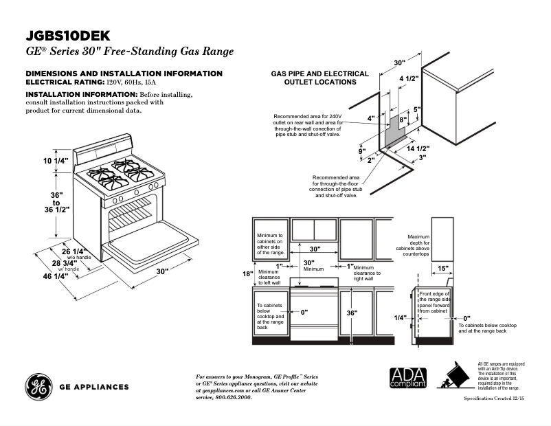 Imagen de la primera página del manual del dispositivo JGBS10DEKBB