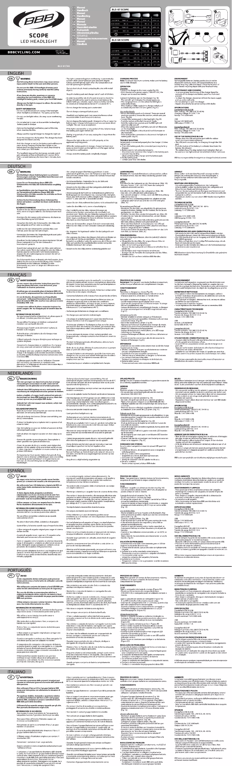 Imagen de la primera página del manual del dispositivo Scope 1300 BLS-68