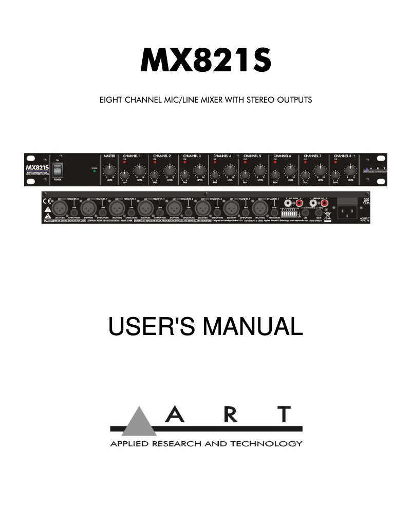 Page n°1 - Manuel utilisateur ART MX821S