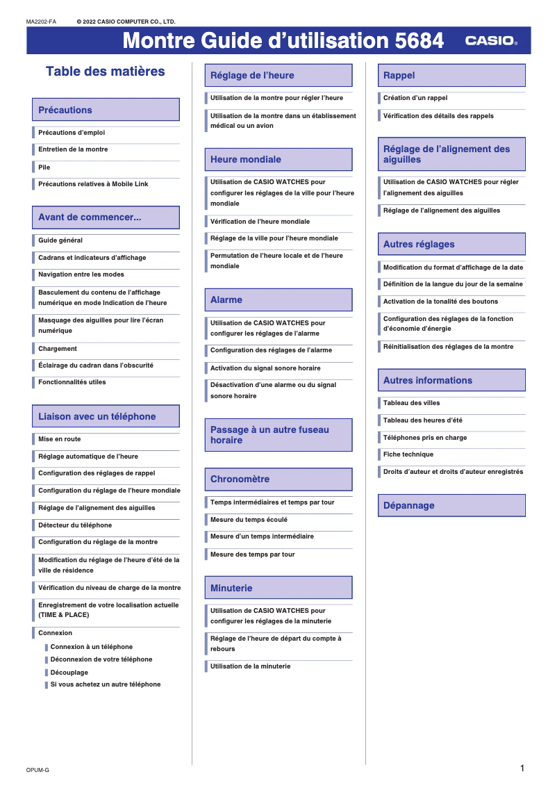 Page n°1 - Manuel utilisateur Casio G-Shock GST-B500
