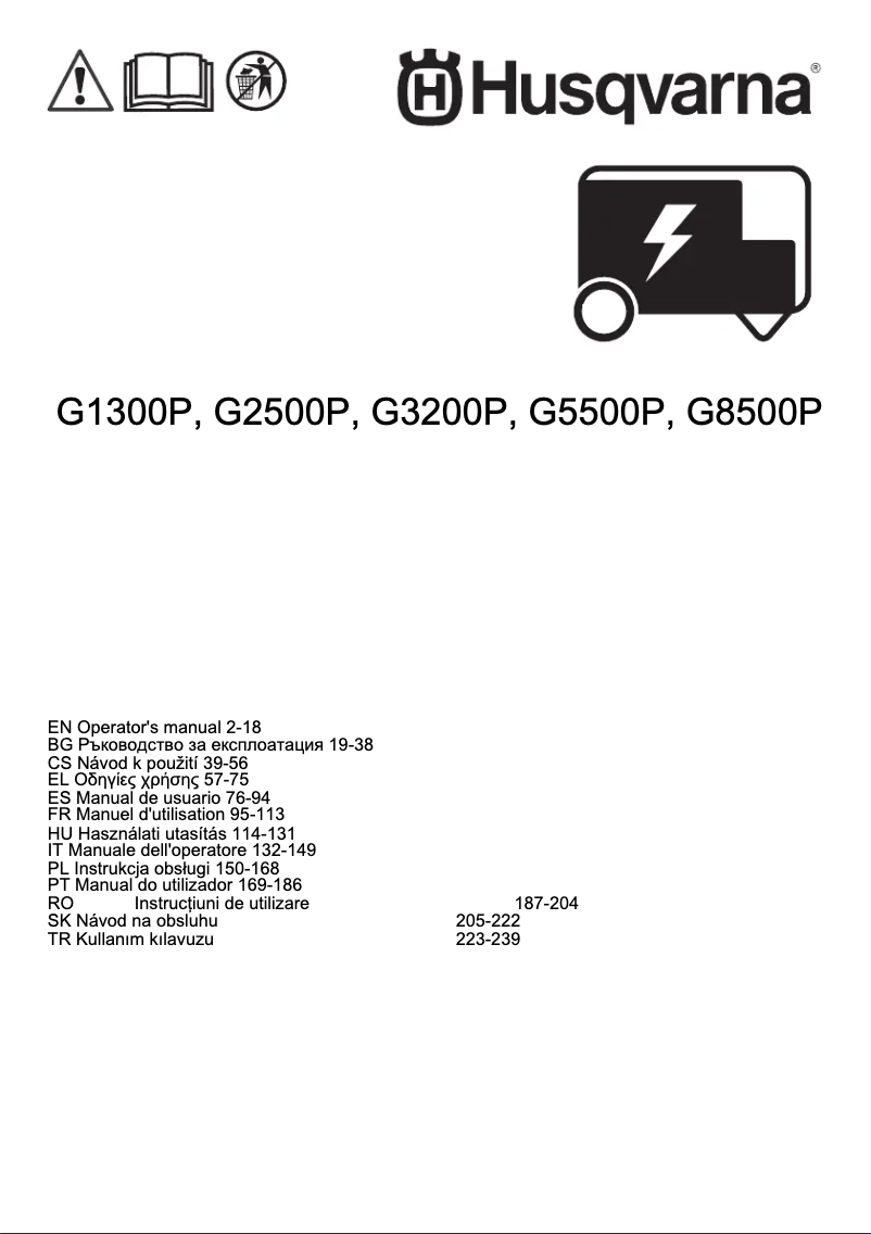 Page n°1 - Manuel utilisateur Husqvarna G8500P