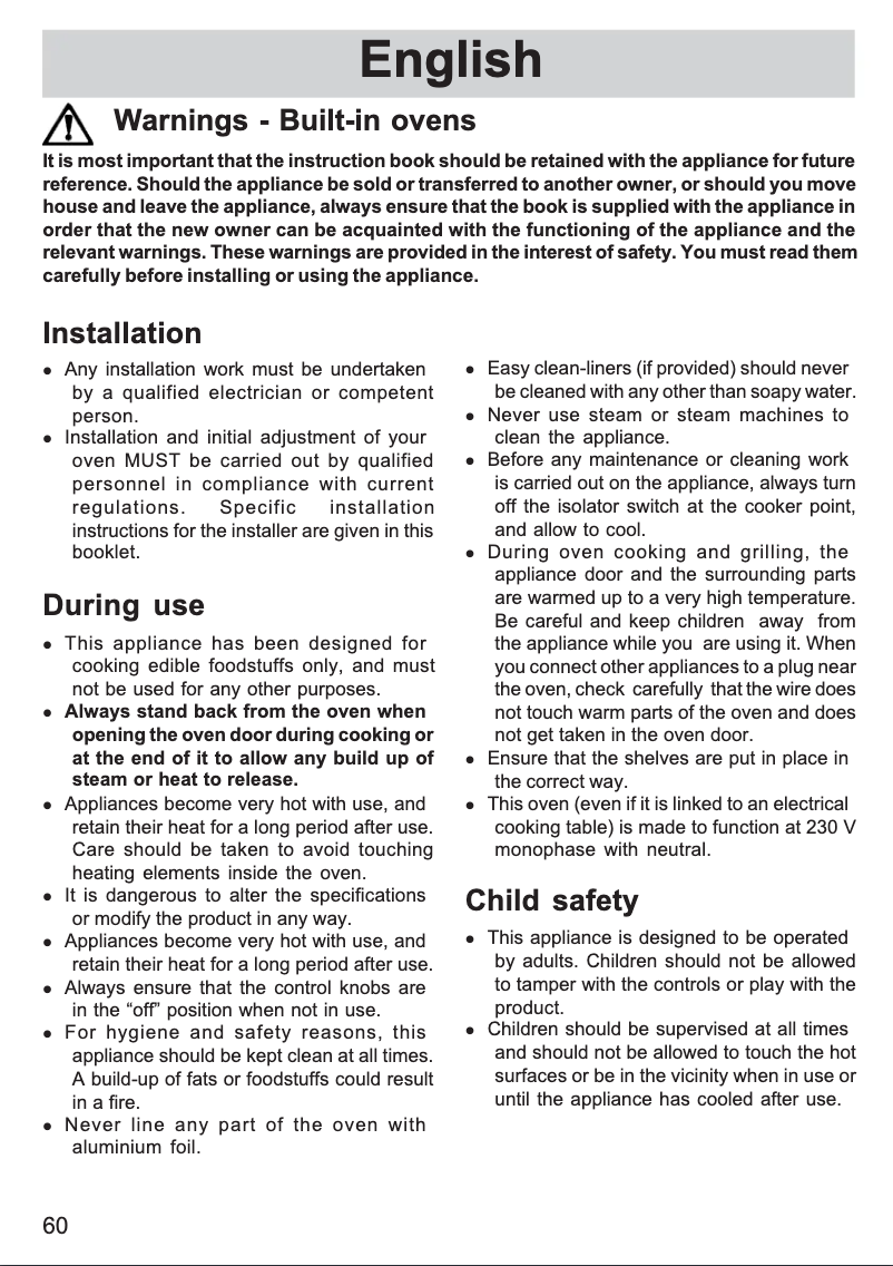 Page 1 de la notice Manuel utilisateur Zanussi ZOB645X