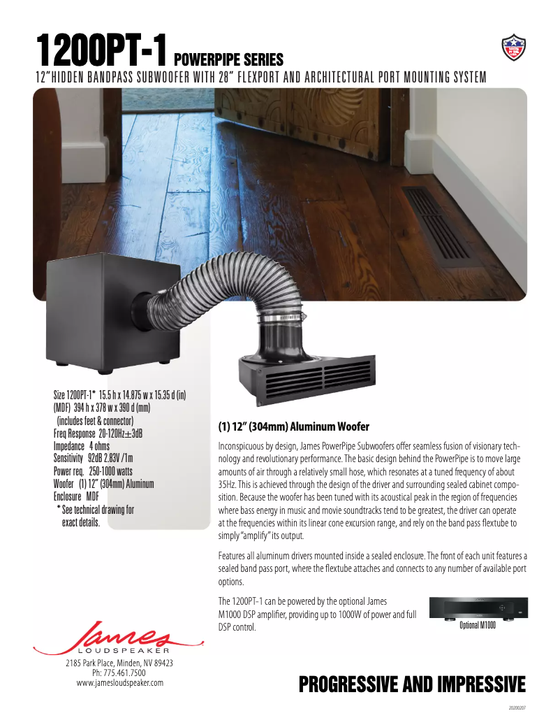 Page 1 de la notice Manuel utilisateur James 1200PT-1