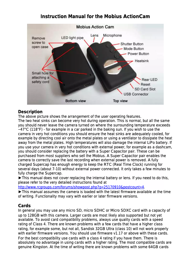 Página 1 del manual Manual de usuario Mobius ActionCam