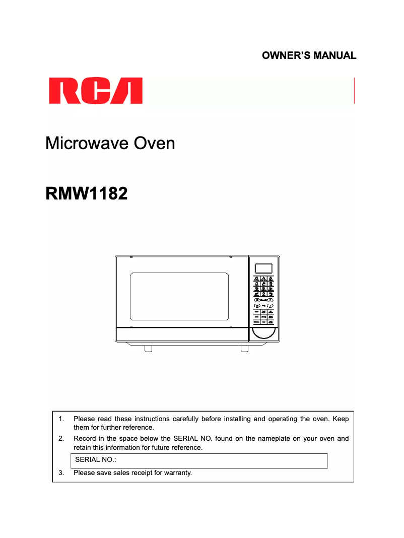 Page n°1 - Manuel utilisateur RCA RMW1182