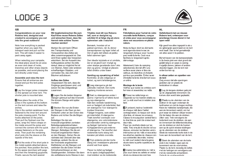 Page n°1 - Manuel utilisateur Robens Lodge 3