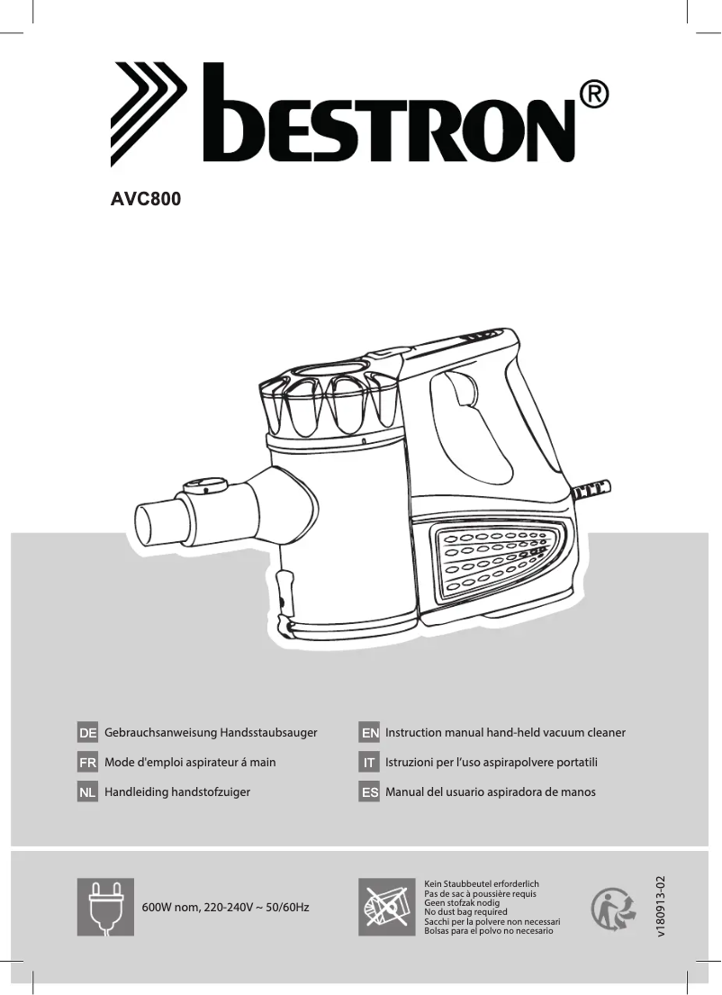 Page n°1 - Manuel utilisateur Bestron AVC800
