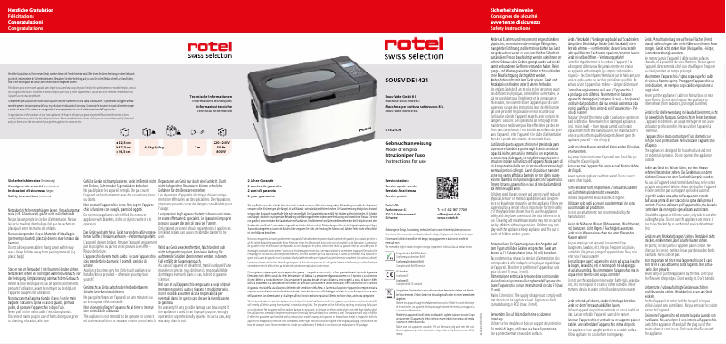 Page n°1 - Manuel utilisateur Rotel Sous-Vide 1421