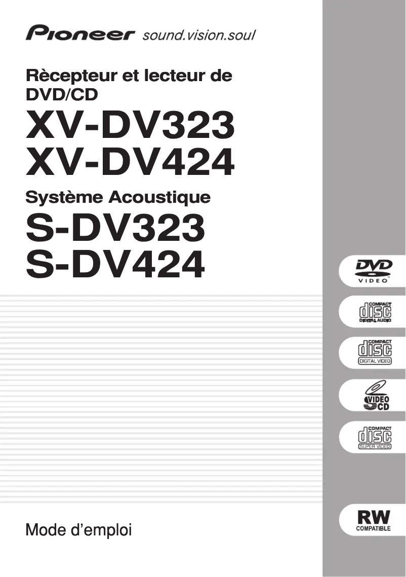 Page n°1 - Manuel utilisateur Pioneer XV-DV323