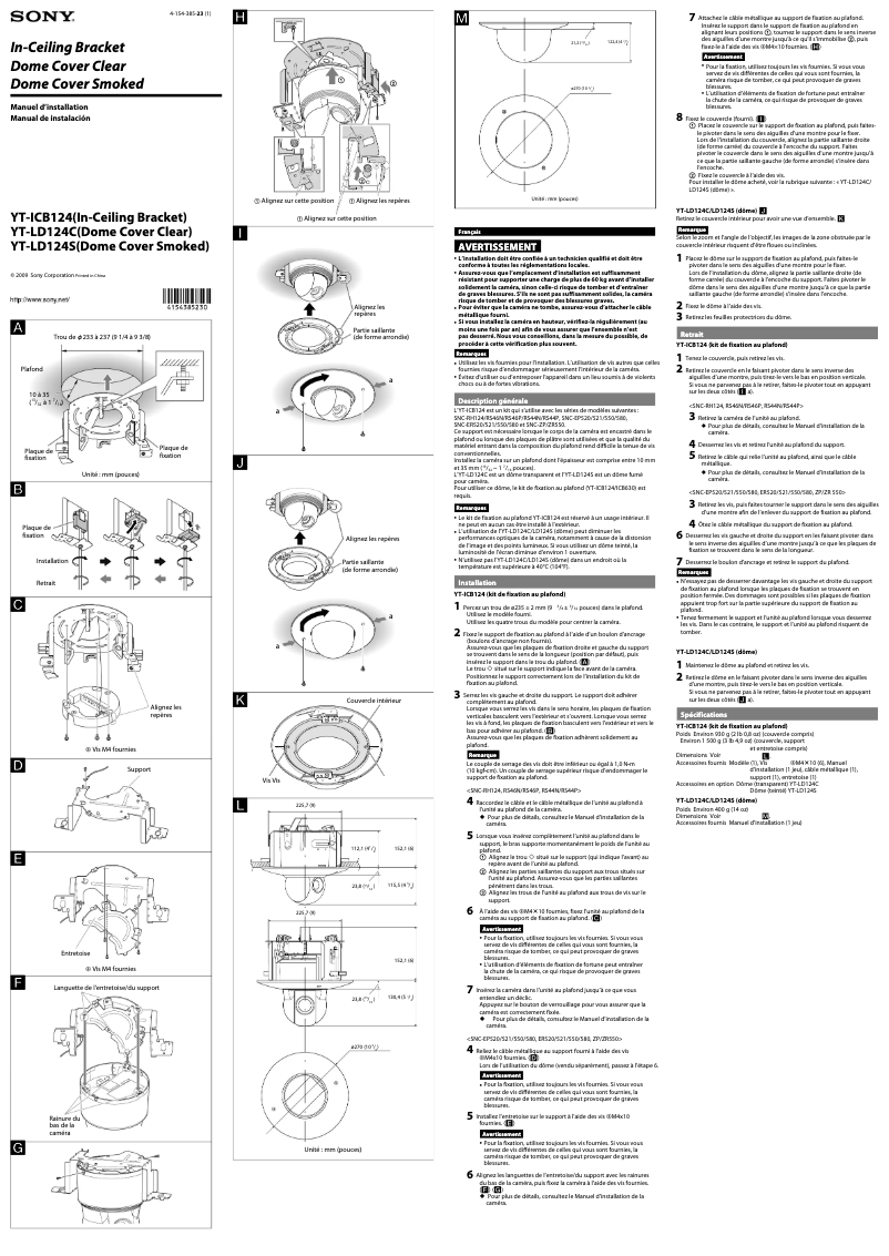Page 1 de la notice Manuel utilisateur Sony YT-ICB124
