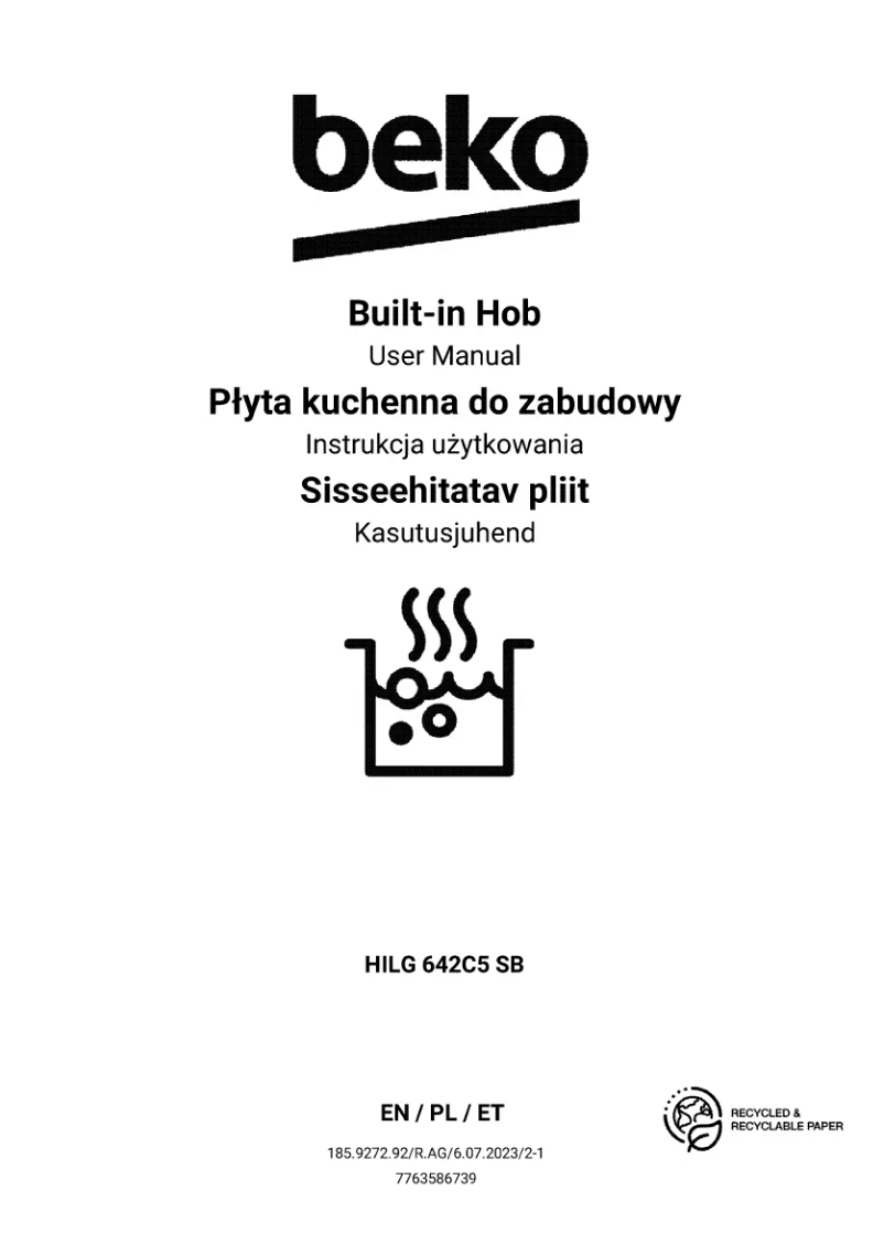 Page 1 de la notice Manuel utilisateur Beko HILG 642C5 SB