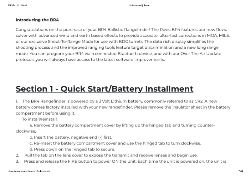 Page 1 de la notice Manuel utilisateur Revic BR4