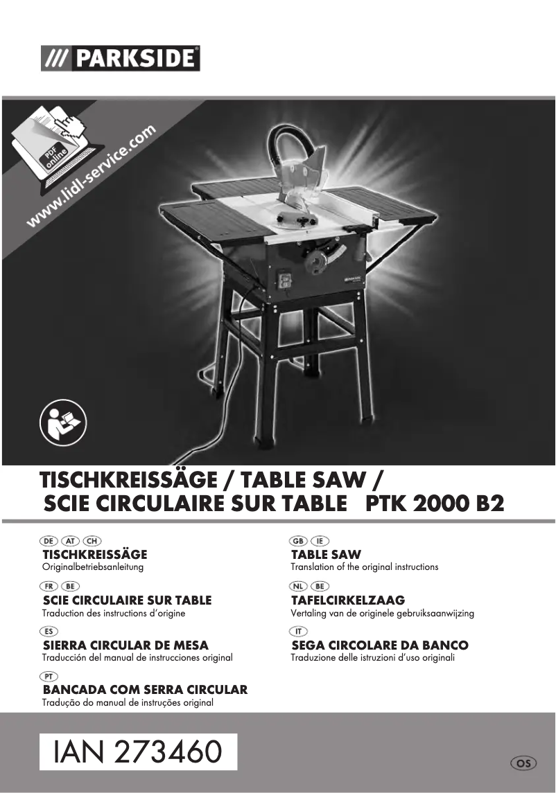 Page 1 de la notice Manuel utilisateur Parkside PTK 2000 B2