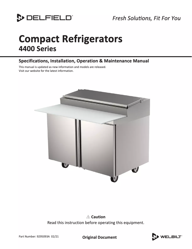 Page 1 de la notice Manuel utilisateur Delfield NLFACP-12