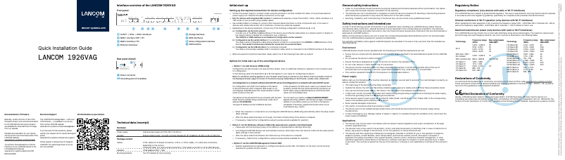 Page n°1 - Guide d'installation Lancom 1926VAG