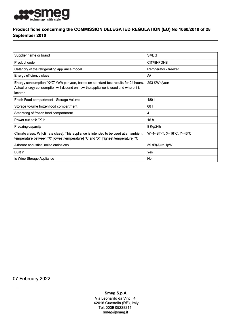 Page 1 de la notice Brochure Smeg CI178NFDHS