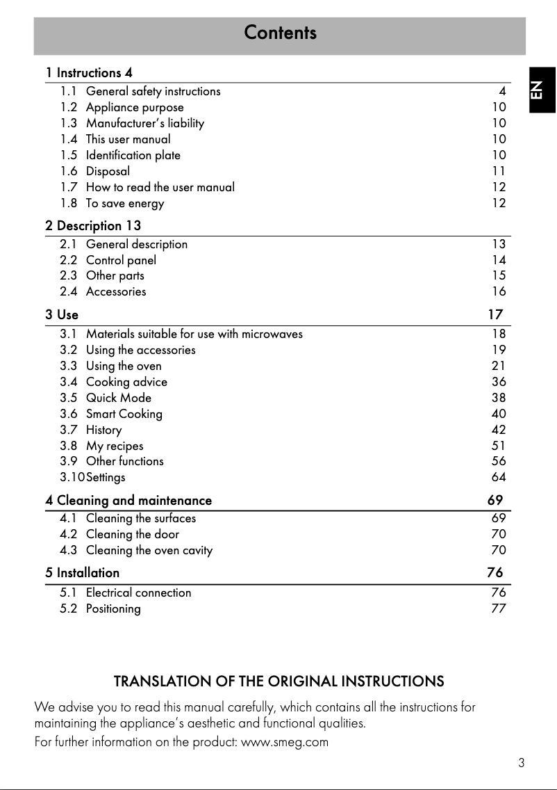 Page n°1 - Manuel utilisateur Smeg SFA4303MCX