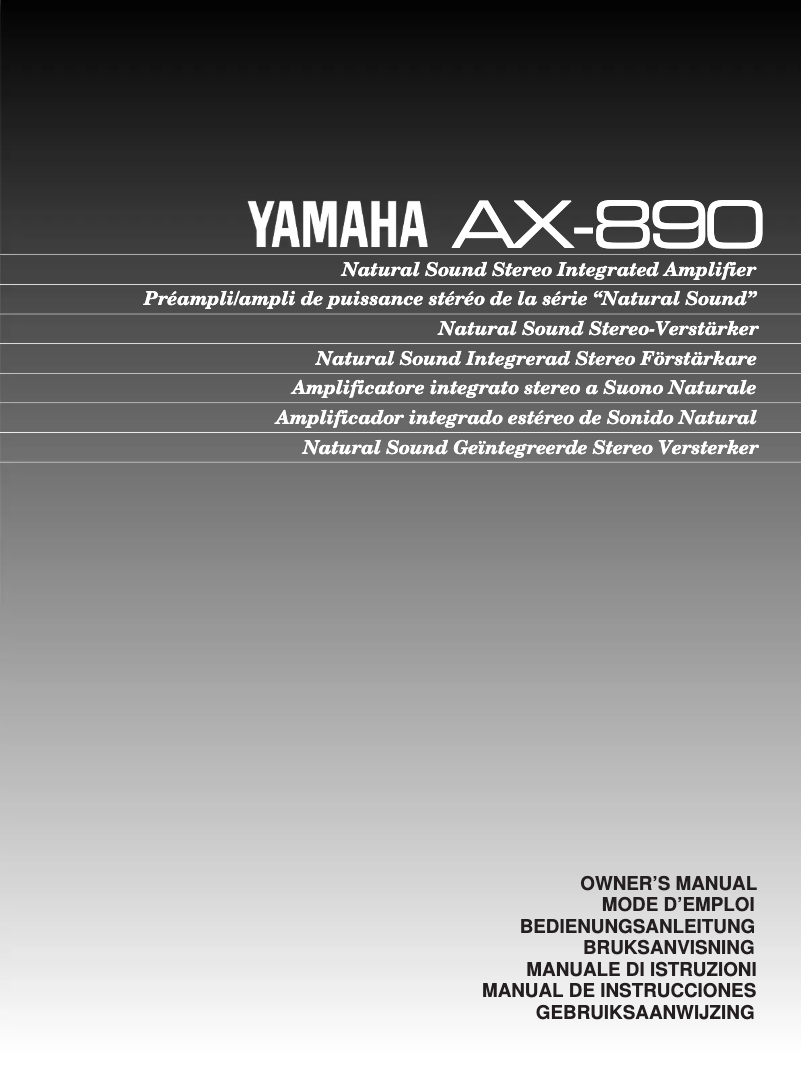 Page n°1 - Manuel utilisateur Yamaha AX-890