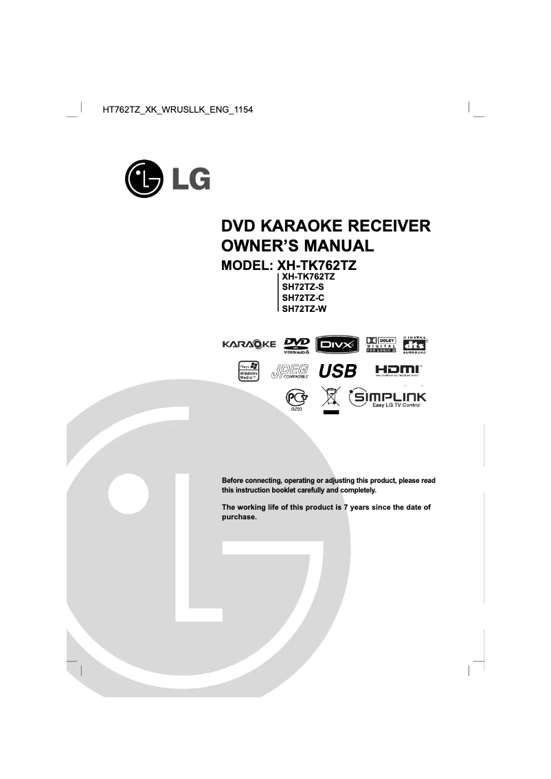 Image de la première page du manuel de l'appareil XH-TK762TZ