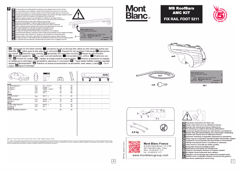 Page 1 de la notice Manuel utilisateur Mont Blanc AMC 5211