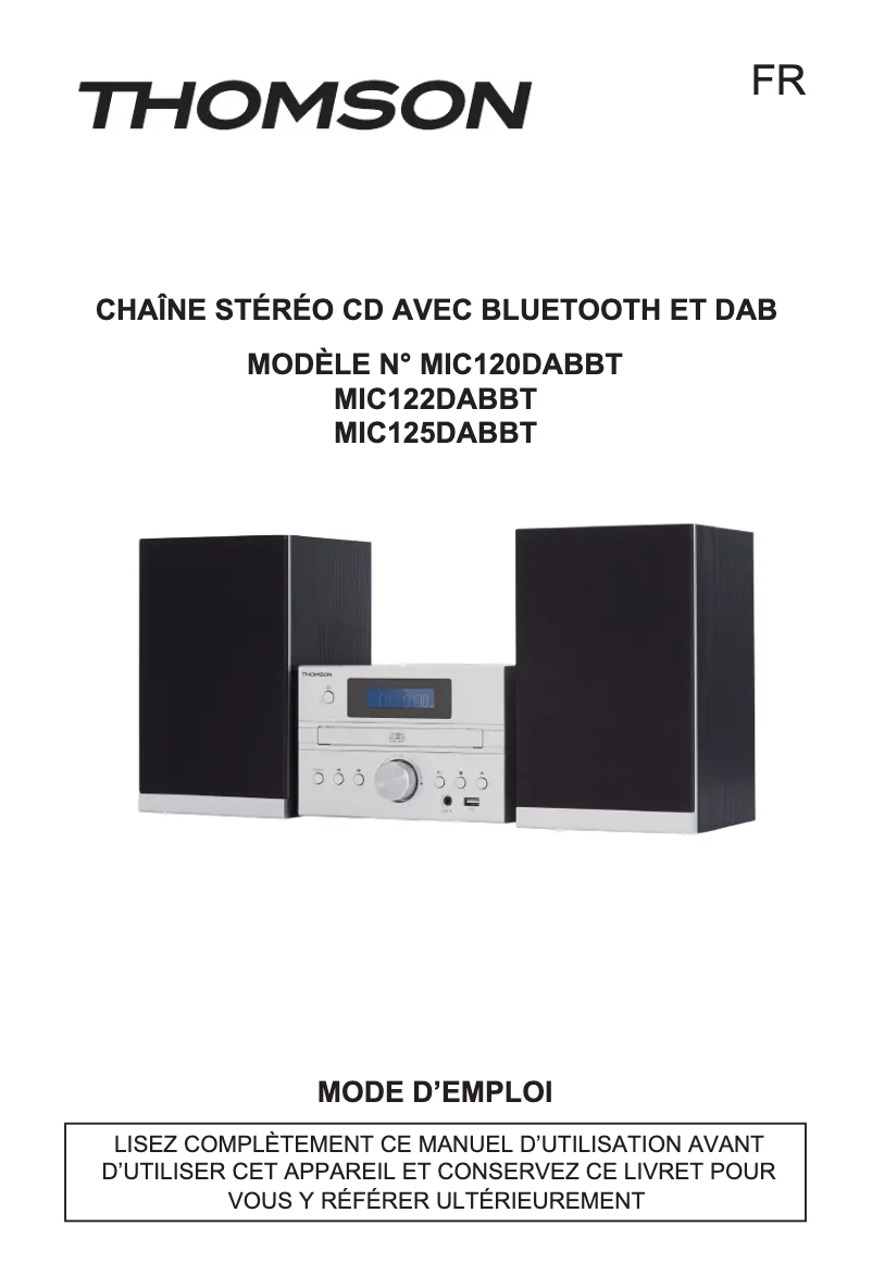 Image de la première page du manuel de l'appareil MIC122DABBT