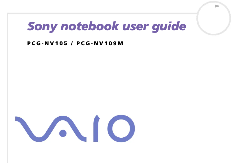 Page n°1 - Manuel utilisateur Sony Vaio PCG-NV109M