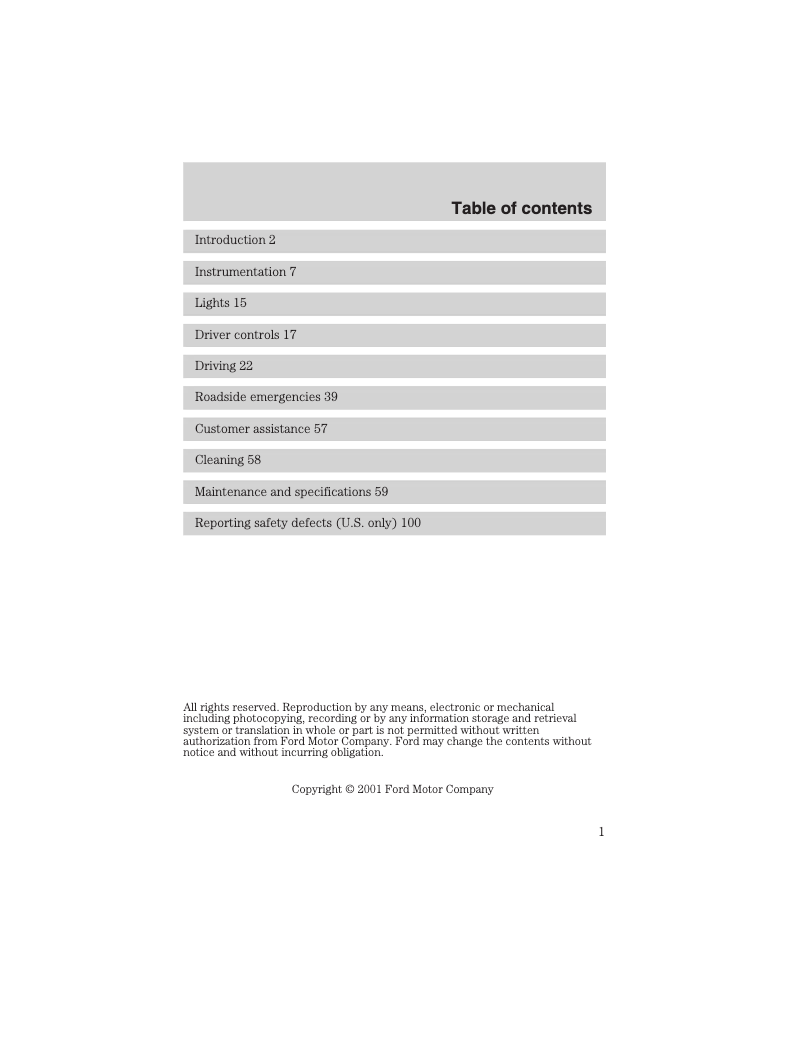 Page 1 de la notice Manuel utilisateur Ford F-53 Motorhome Chassis (2002)