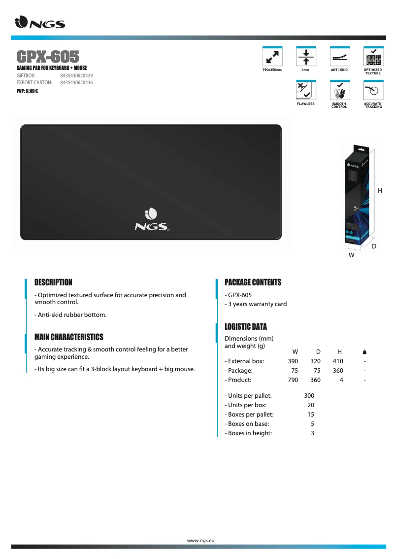 Page 1 de la notice Manuel utilisateur NGS GPX-605