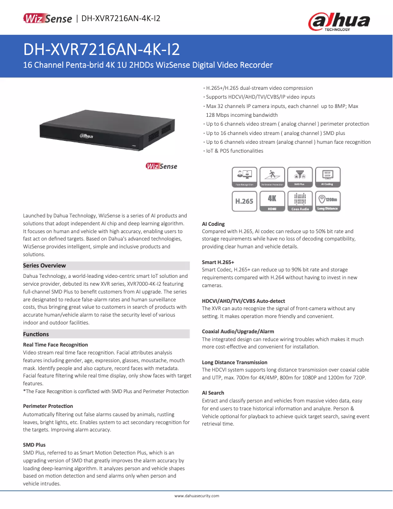Image de la première page du manuel de l'appareil XVR7216AN-4K-I2