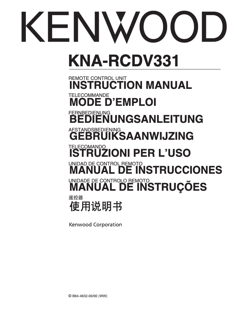 Page 1 de la notice Manuel utilisateur Kenwood KNA-RCDV331