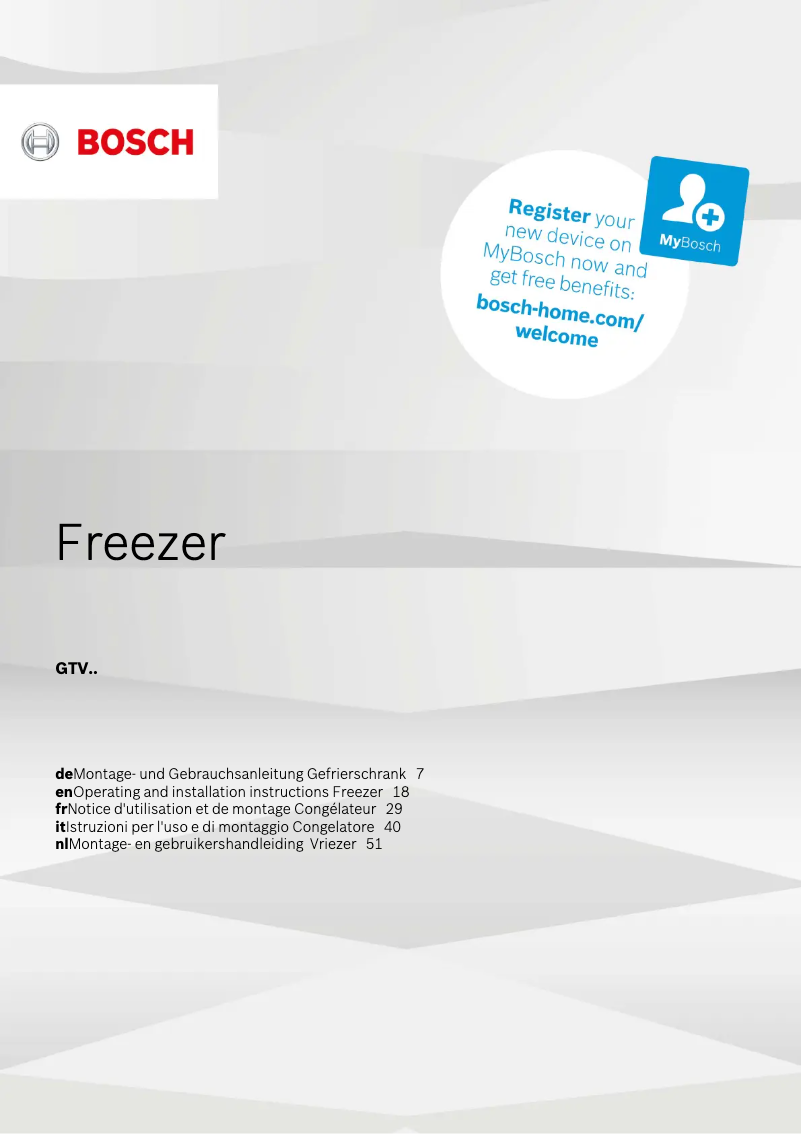 Page n°1 - Manuel utilisateur Bosch GTV15NW3A