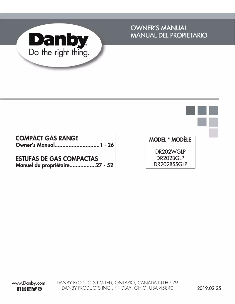 Page 1 de la notice Manuel utilisateur Danby DR202BGLP