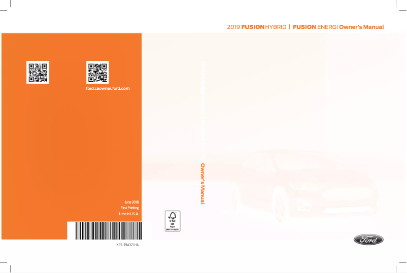 Page n°1 - Manuel utilisateur Ford Fusion Energi (2019)