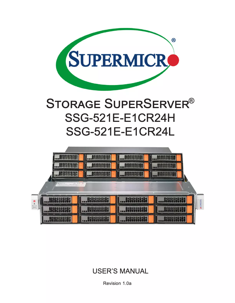 Image de la première page du manuel de l'appareil SuperServer SSG-521E-E1CR24L