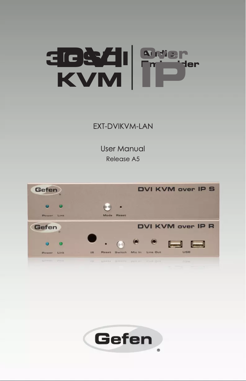 Page 1 de la notice Manuel utilisateur Gefen EXT-DVIKVM-LAN