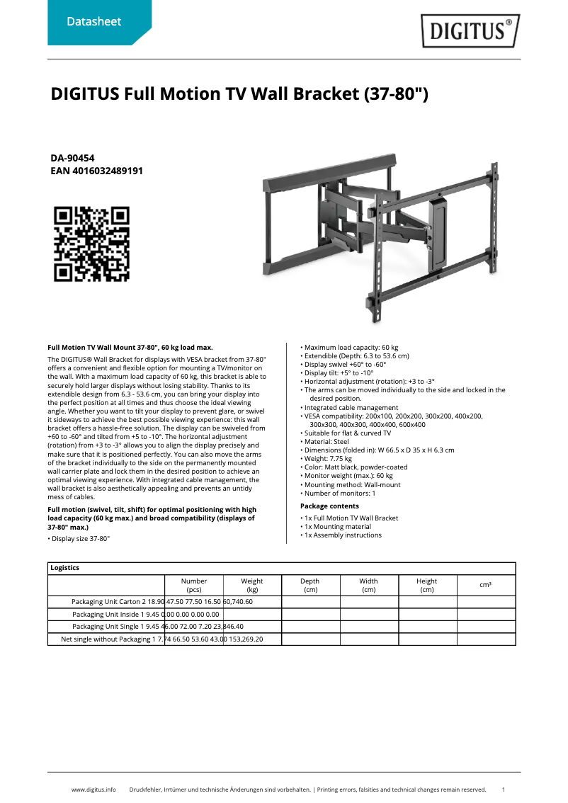 Page n°1 - Fiche technique Digitus DA-90454
