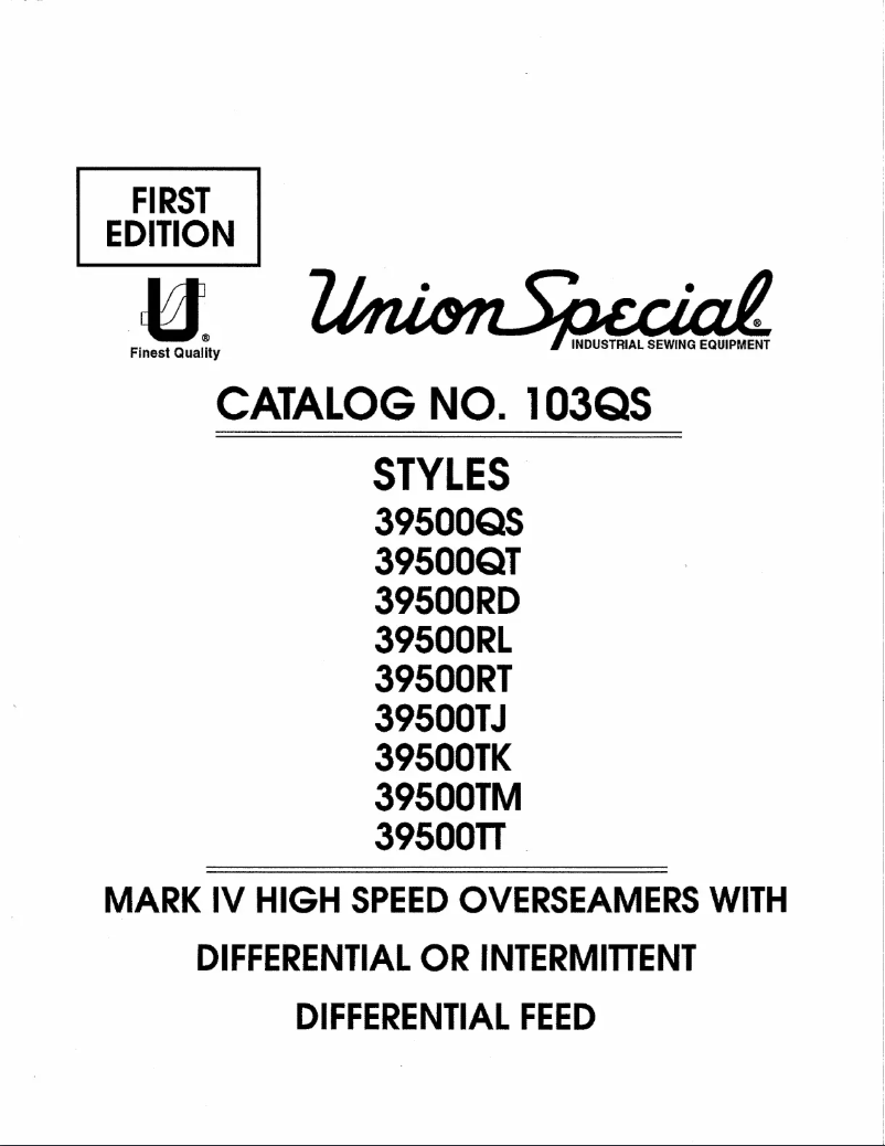 Page 1 de la notice Manuel utilisateur Union Special 39500TT