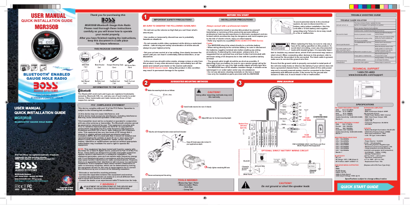 Page 1 de la notice Manuel utilisateur Boss MGR350B