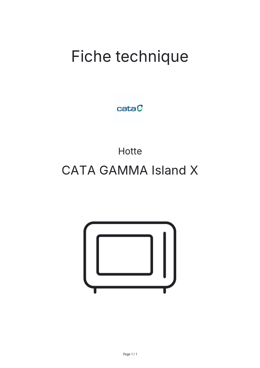 Page n°1 - Fiche technique CATA GAMMA Island X