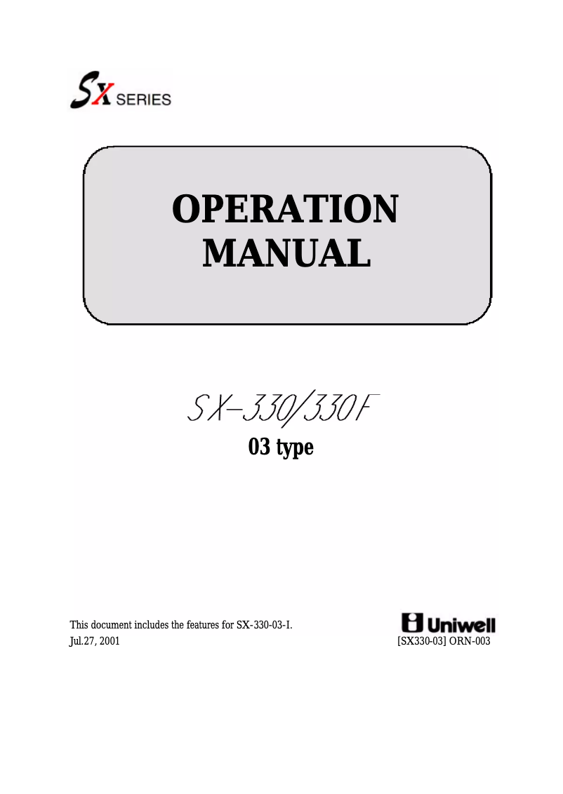 Imagen de la primera página del manual del dispositivo SX-330