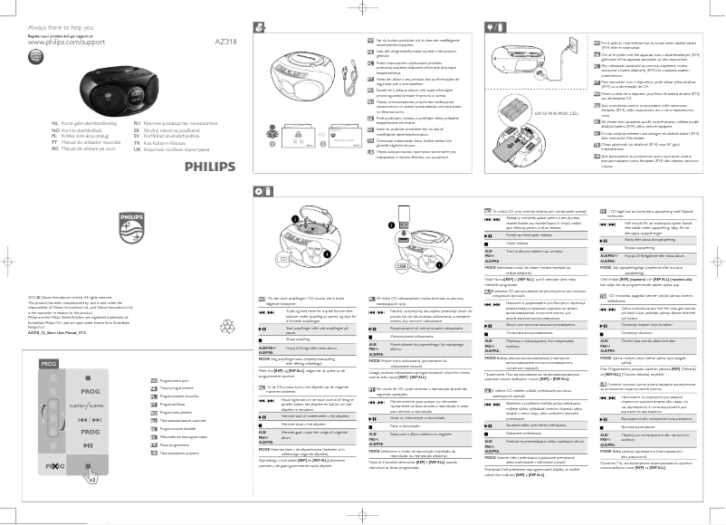 Page 1 de la notice Guide de démarrage rapide Philips AZ318W