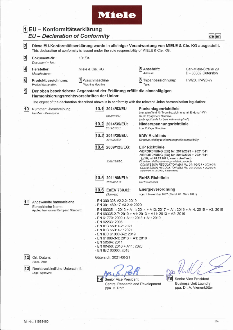 Page n°1 - Manuel utilisateur Miele WCR 770 WPS