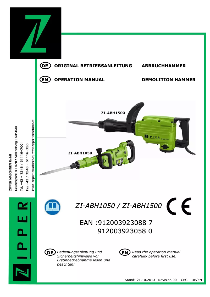 Page n°1 - Manuel utilisateur Zipper ZI-ABH1050